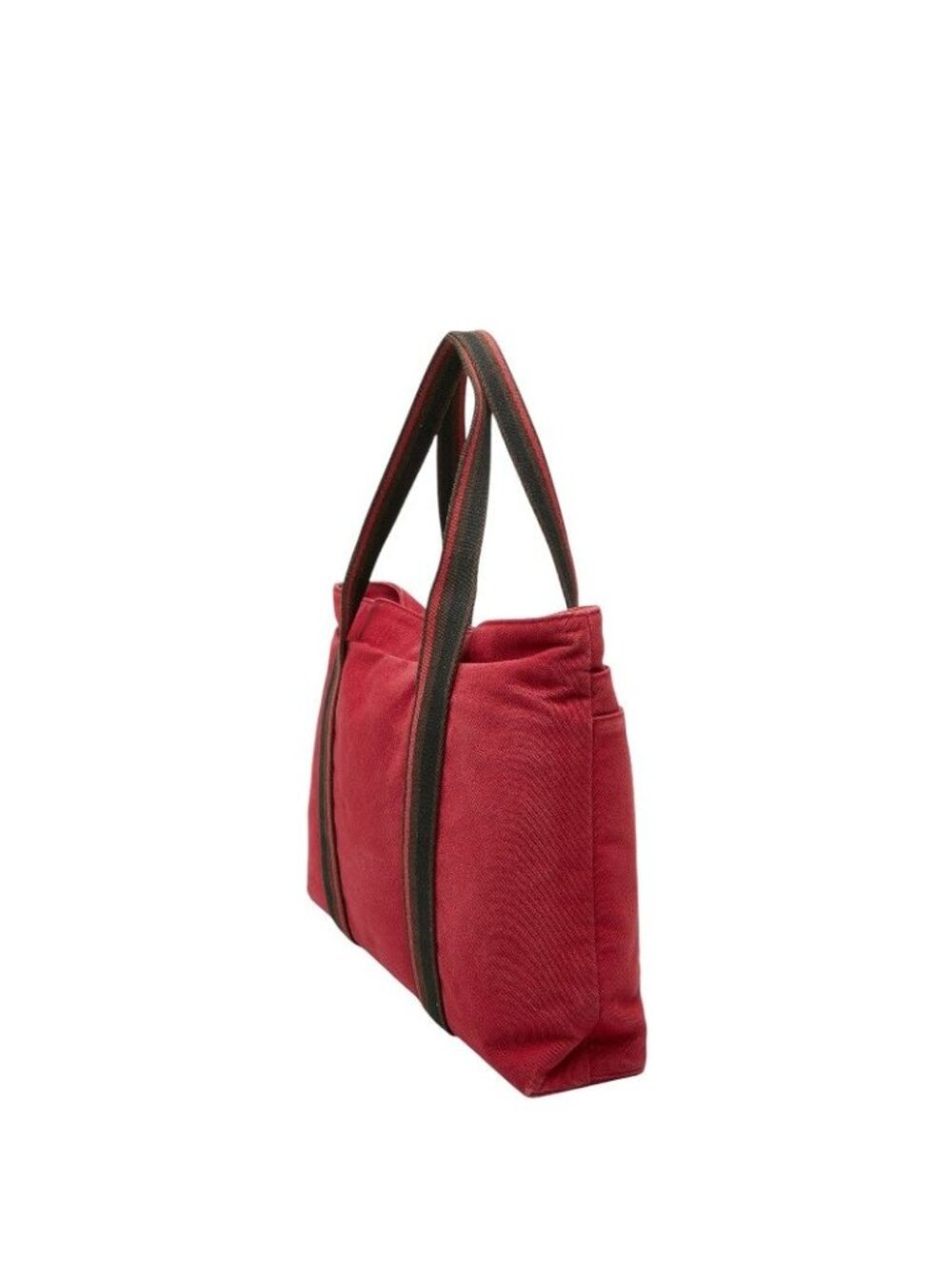 Hermes Troca Horizontal MM Tote Red Brown Black Canvas Leather - Picture 2 of 9